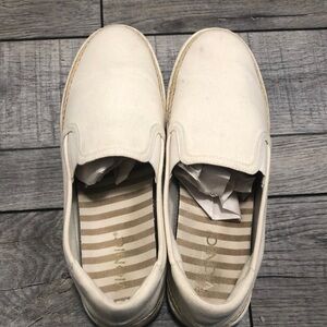 Vionic canvas oatmeal Sunny Rae Twin Gore slip on casual sneakers with braid